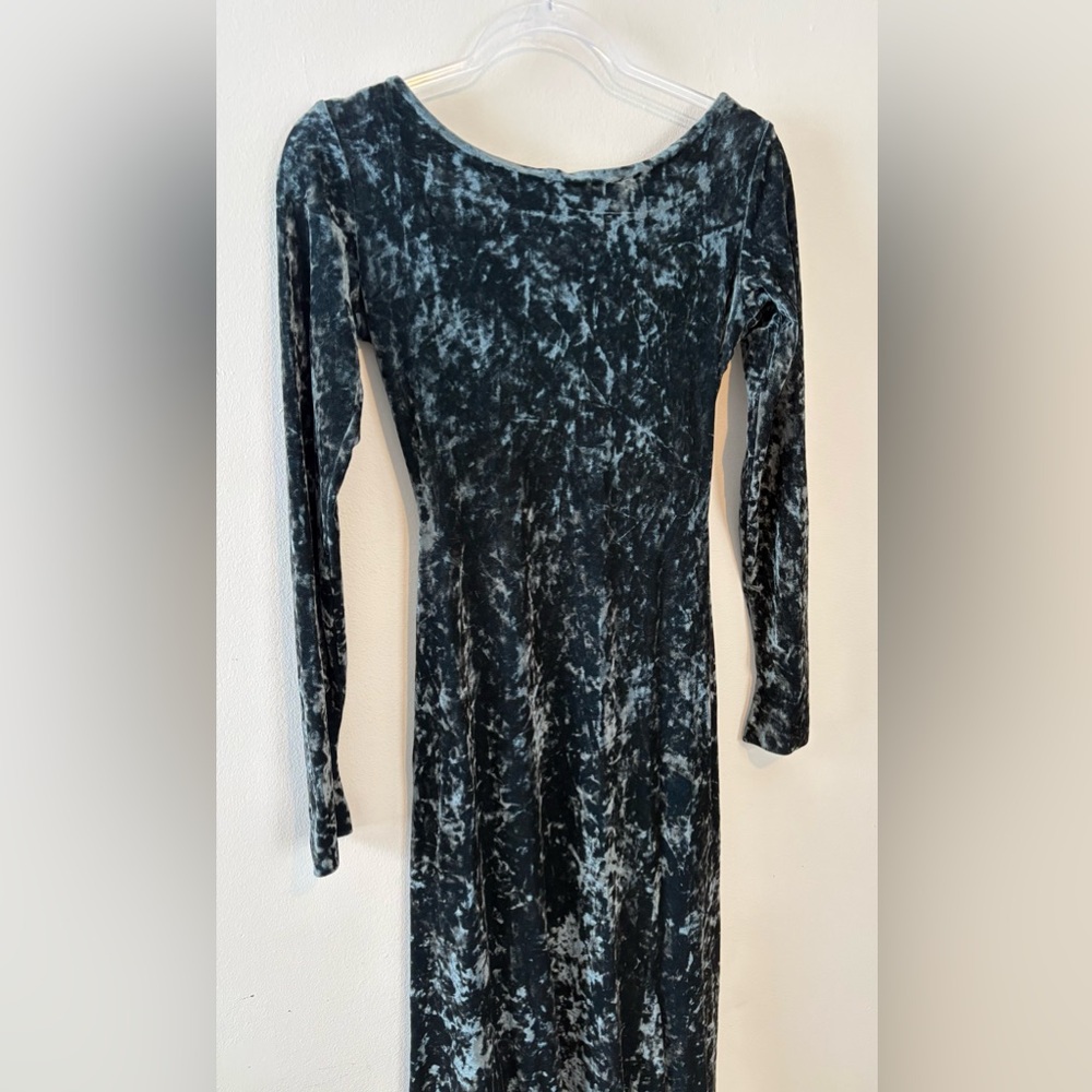 Vintage 90s Betsey Johnson crushed velvet Hunter green midi dress - Picture 4 of 8